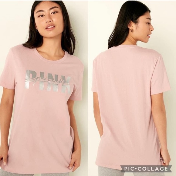 Pink COTTON SHORT SLEEVE CAMPUS T-SHIRT - Picture 1 of 1